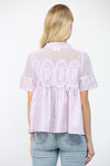 Mesh Combined Top with Applique