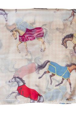 Lila Horses in Blankets Scarf -36"