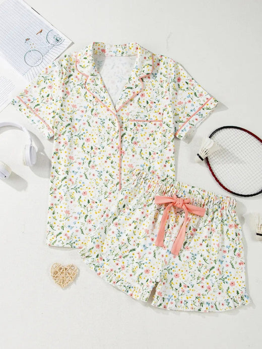 Floral Chic Floral Print Shirt & Shorts Pj Set