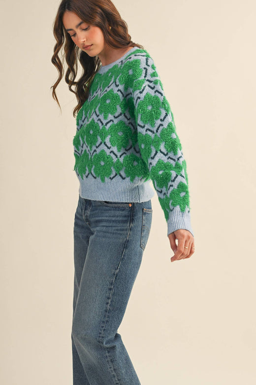 Fuzzy Floral Sweater