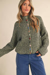 Stripe Button Front Cardigan