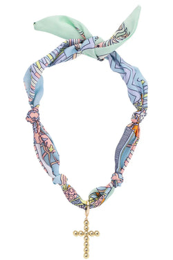 Louisa Beaded Cross Scarf Necklace