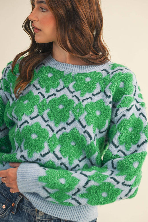 Fuzzy Floral Sweater