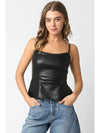 Stacy Faux Leather Peplum Top