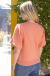 Solid Knit Short Bubble Sleeve Top