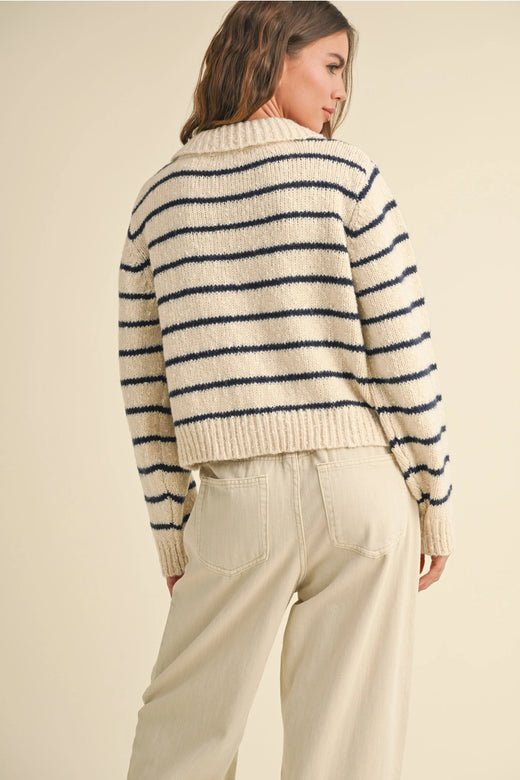 Buttondown Striped Knitted Cardigan