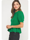 Peplum Puff Sleeve Knit Top