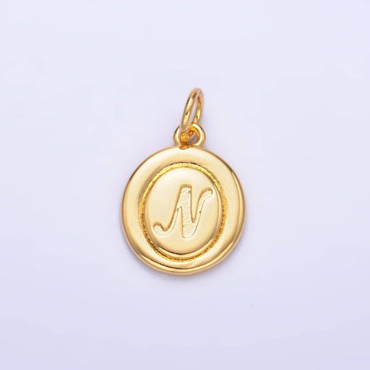 Letter Initial Engraved Stamped Oval Charm