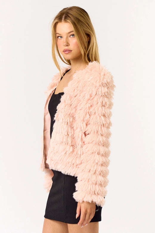 Faux Fur Open Front Jacket