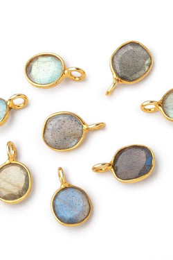 Vermeil Bezel Set Labradorite Rose Cut Oval Charm