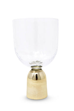 Hammered Water Glasses on Gold Pedestal