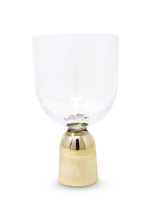 Hammered Water Glass on Gold Pedestal
