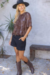 Round Neck Short Sleeve Sequin Top