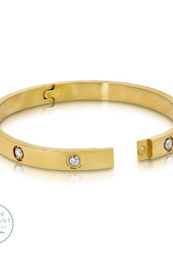 Cubic Zirconia Hinged Bracelet, Water-Resistant
