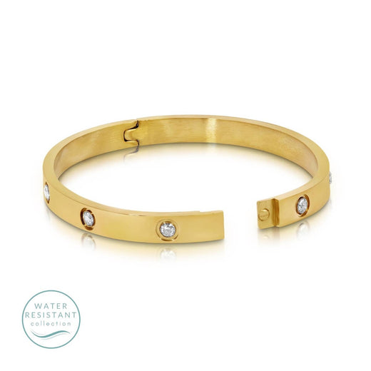 Cubic Zirconia Hinged Bracelet, Water-Resistant