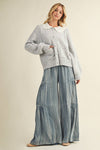 Ruffled Wide Leg Denim