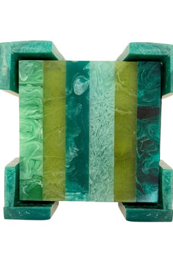 Laura Park  Resin Striped Square Coaster Set