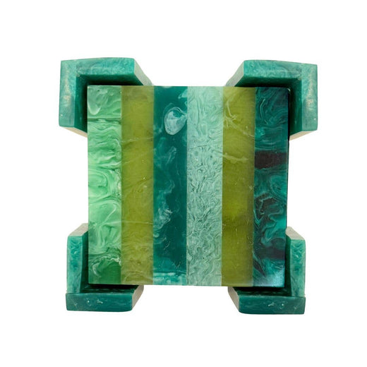 Laura Park  Resin Striped Square Coaster Set