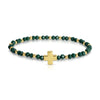 4mm Crystal Stretch Bracelet with Single Cross