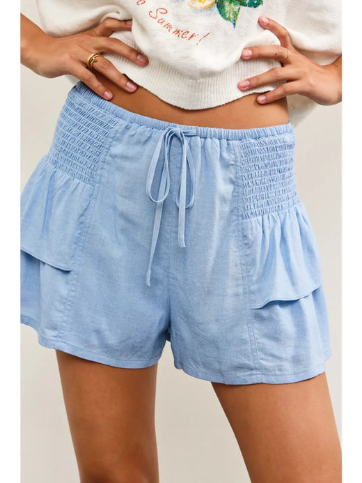 Side Smocked Tiered Ruffle Shorts