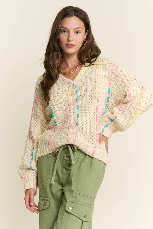 Ribbon Chunky Knit Sweater
