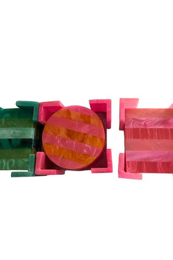 Laura Park  Resin Striped Square Coaster Set