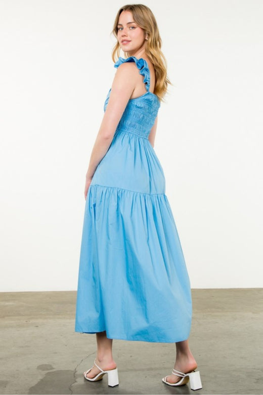 Tiered Poplin Maxi Dress