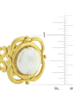 Handcast Gold Pearl Adjustable Ring