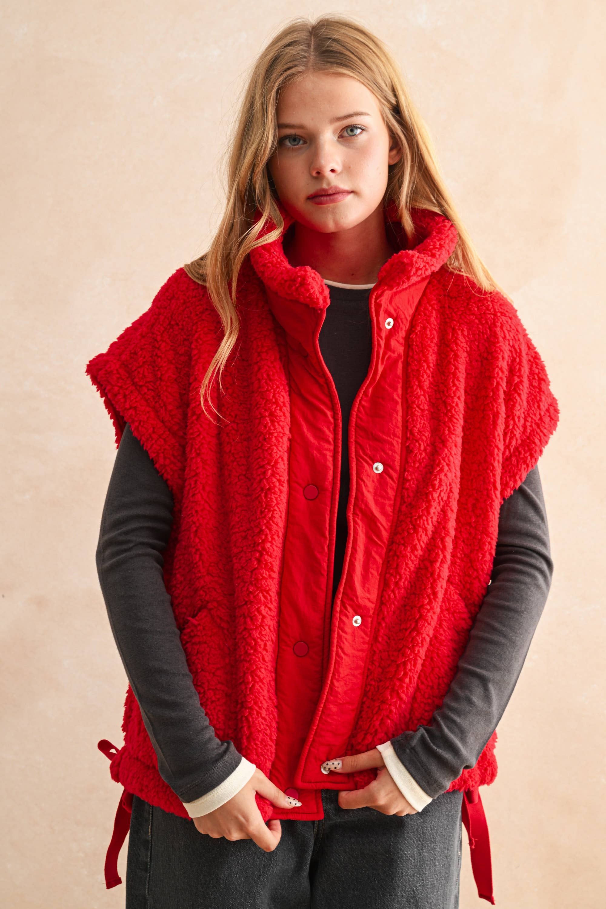 Red Teddy Fabric Vest