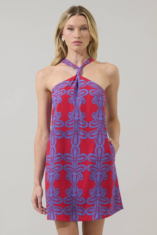 Rory Floral Amory Halter Mini Dress