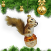 Squirrel & Nut Glass Christmas Ornament