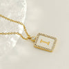Rhinestone Shell Initial Charm Necklace