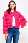 Tiered Ruffle Tulle Cardigan Jacket