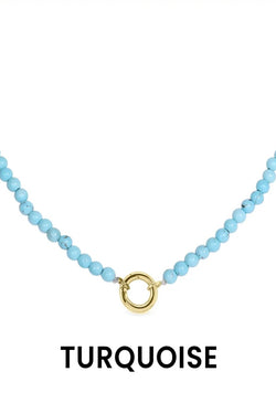 Semi Precious Natural Stone Charm Keeper Necklace