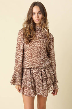 Darvy Leopard Ruffle Mini Dress