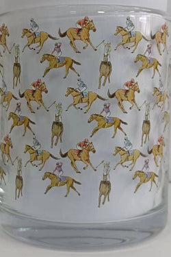 Racehorses Repeat Pattern Rocks Glass