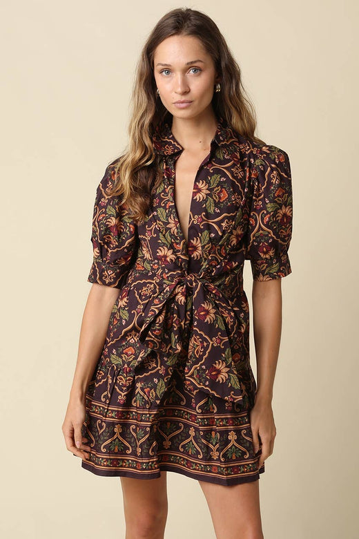 Vienna Printed Tie-Waist Mini Dress