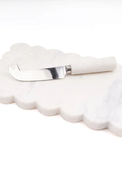 Marble Scalloped Cheese Board & Knife Set