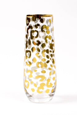 Gold Leopard Stemless Champagne Glass
