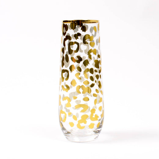 Gold Leopard Stemless Champagne Glass