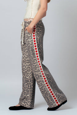 Leopard Heart Stripe Lounge Pants