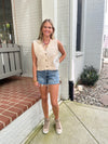 Textured Knitted Button Down Cozy Vest Top