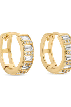 Baguette and Pavé Huggies