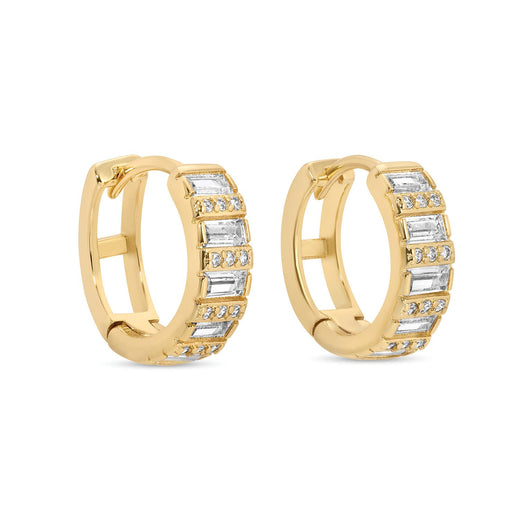 Baguette and Pavé Huggies