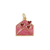 Gold Glitter Heart Mail Charm