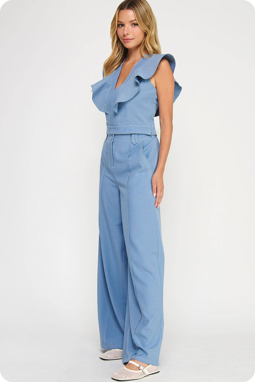 Top Stitch Ruffle Top