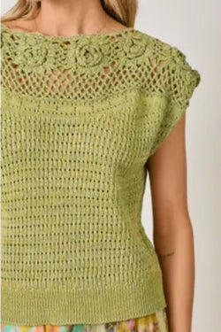 Floral Yoke Crochet Top