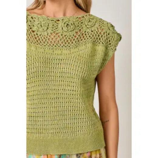 Floral Yoke Crochet Top