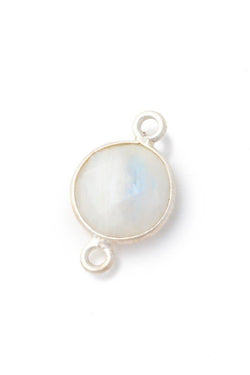 Silver Bezel Rainbow Moonstone Faceted Connector
