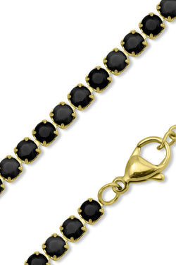 18k GP Jet Rhinestone Tennis Chain Necklace